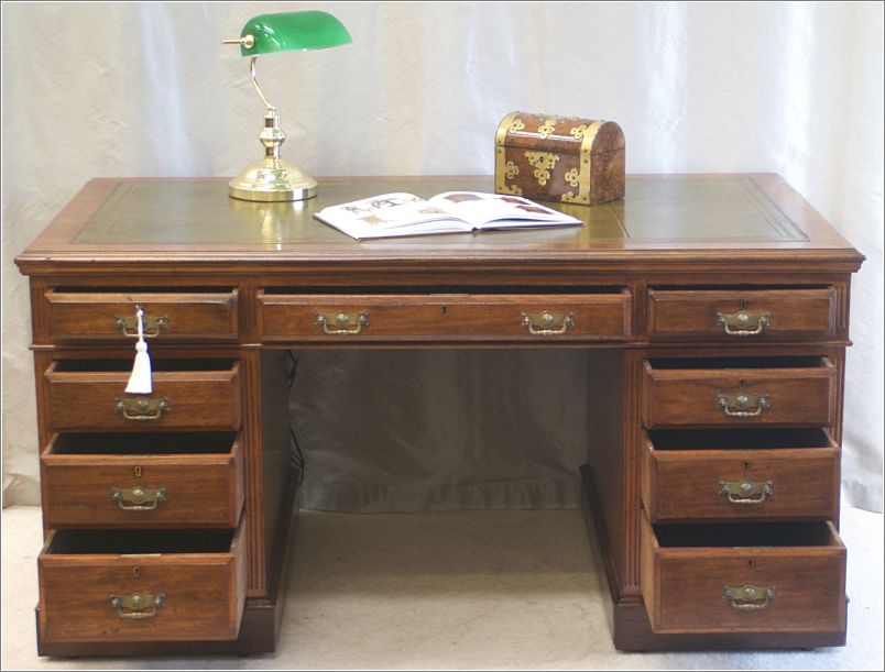 2060 Antique Victorian Mahogany Pedestal Desk (4)